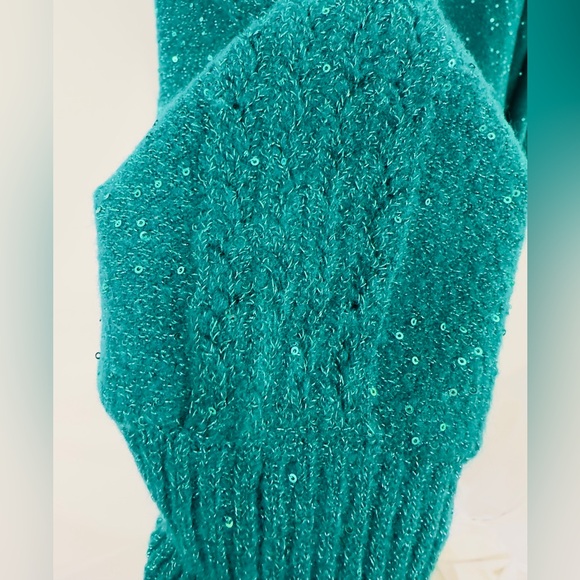 Liz Claiborne Emerald Shine Sweater Ribbed Cuffs /Waistband Puff Shoulde… - Picture 8 of 11